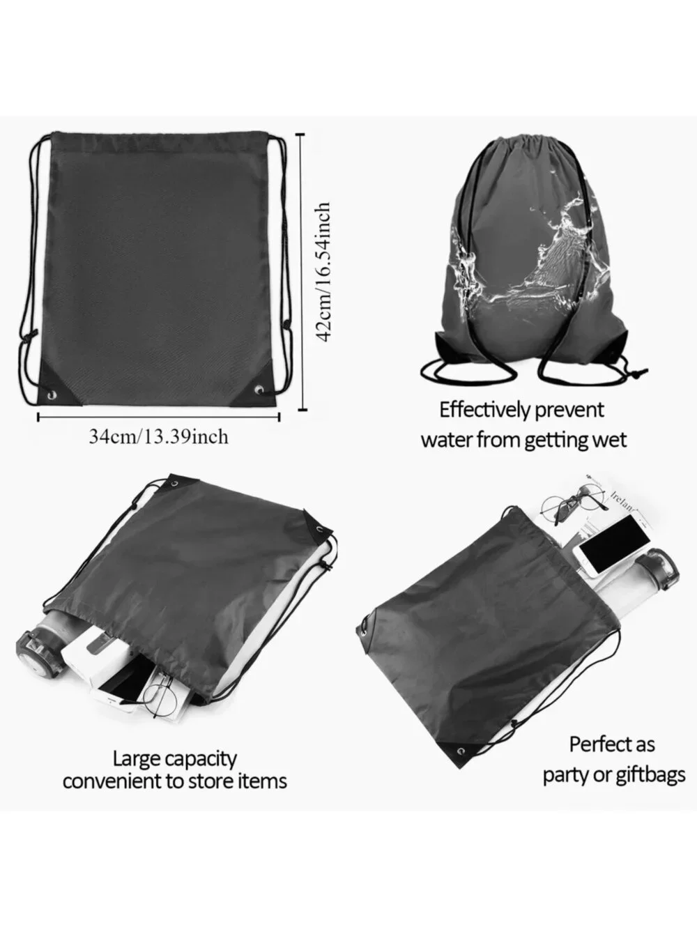 New - Simple & Stylish Black Drawstring Backpack